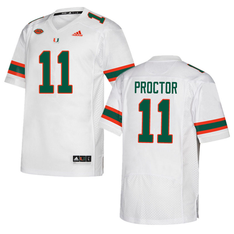 Adidas Miami Hurricanes #11 Carson Proctor College Football Jerseys Sale-White - Click Image to Close